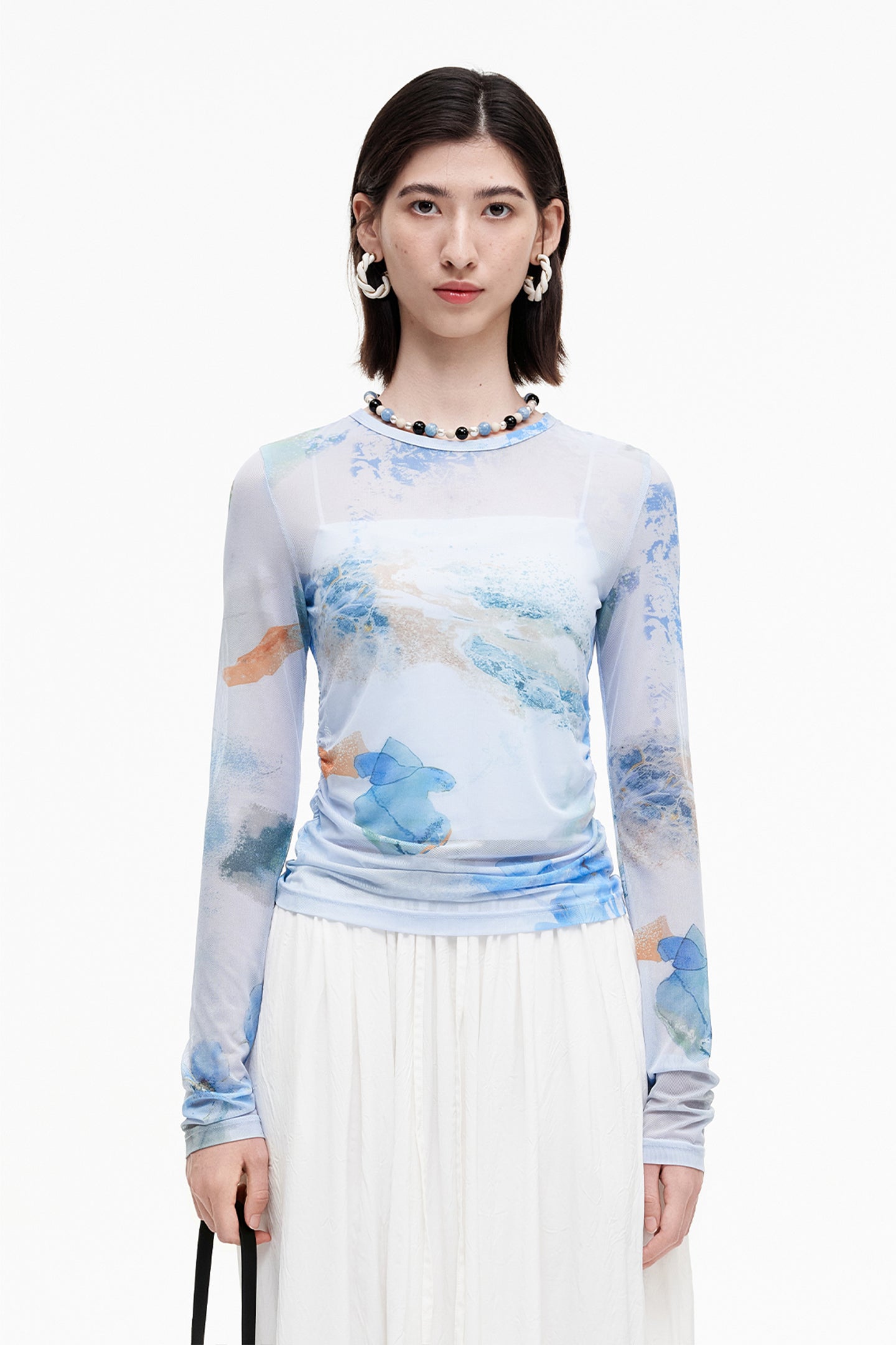 SELFWHO Meconopsis series printed bottoming shirt