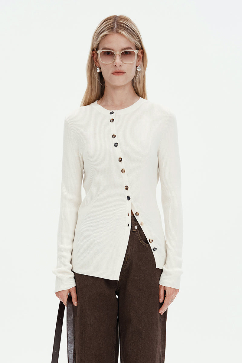 Cashmere Wool Blend Knitted Cardigan Long Sleeves