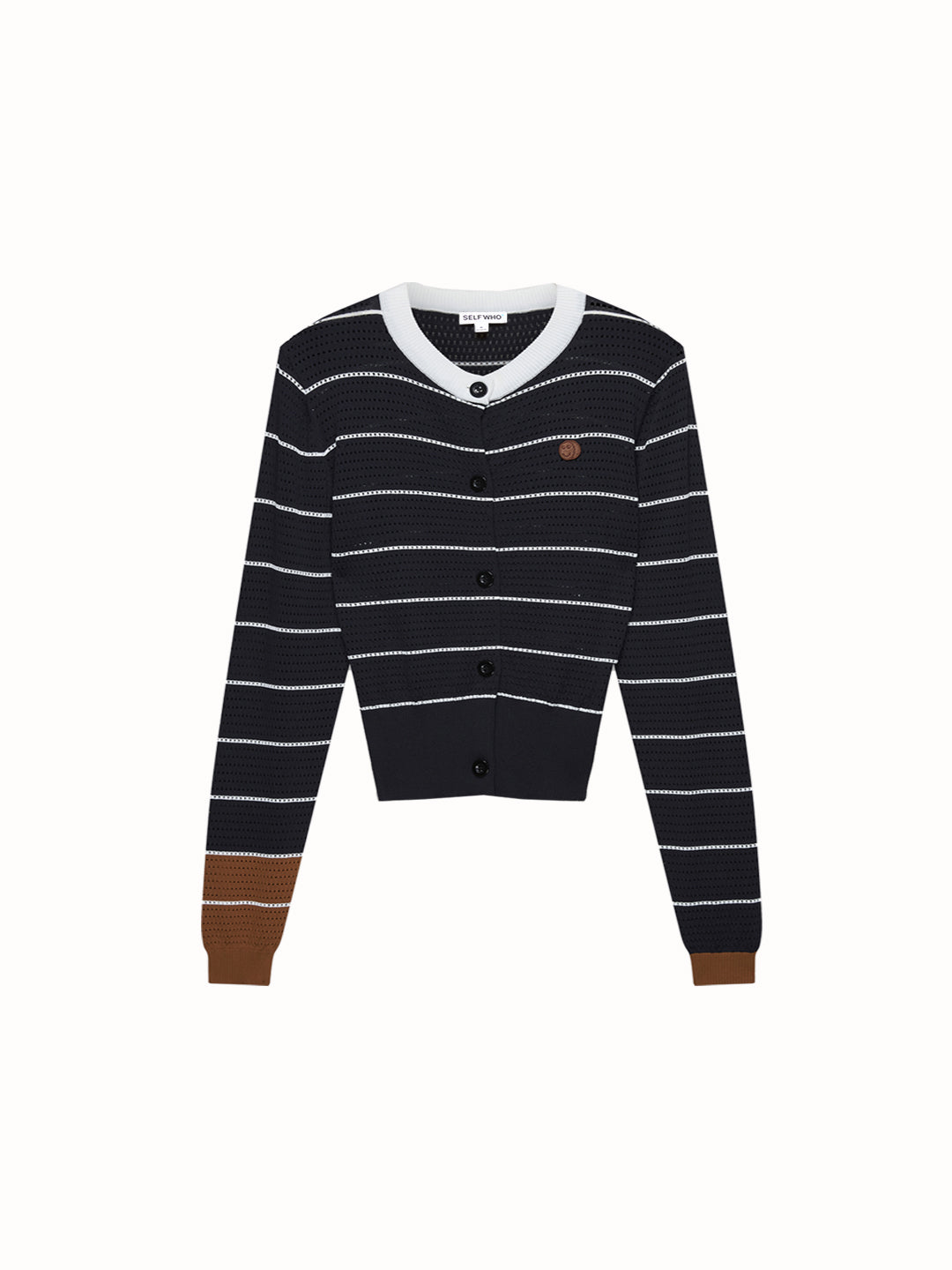 Black Openwork Knit Sweater Long Sleeve T-shirt