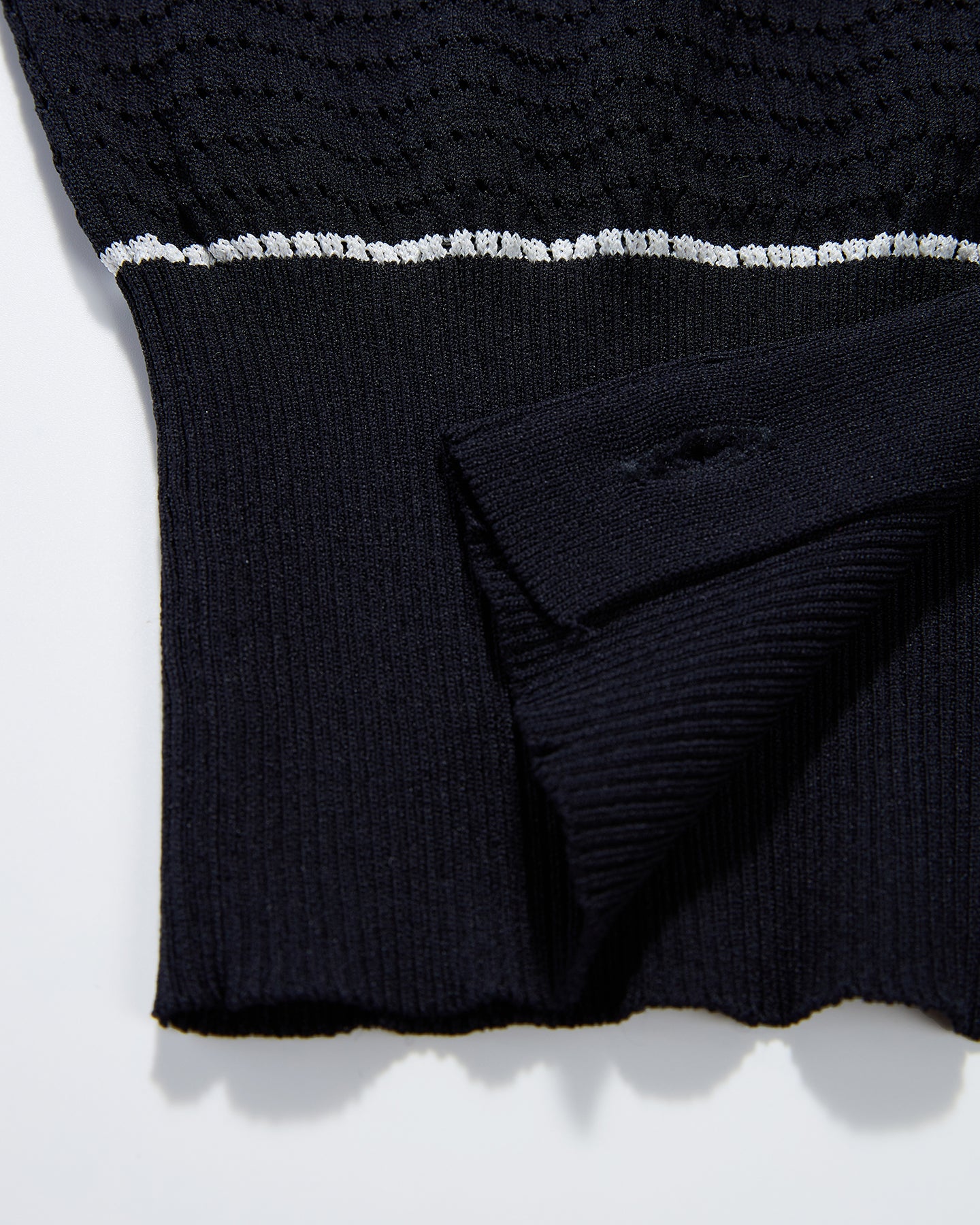 Black Openwork Knit Sweater Long Sleeve T-shirt