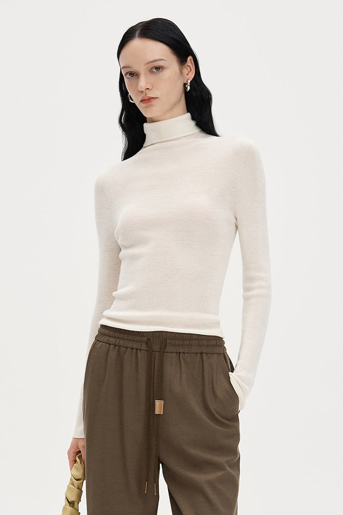 Turtleneck wool knitted shirt tight-fitting bottoming top