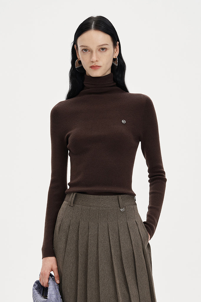 Turtleneck wool knitted shirt tight-fitting bottoming top