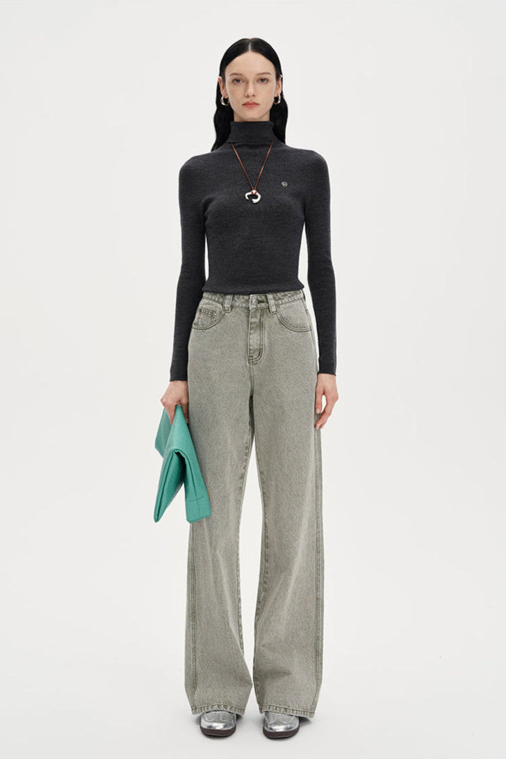 Turtleneck wool knitted shirt tight-fitting bottoming top