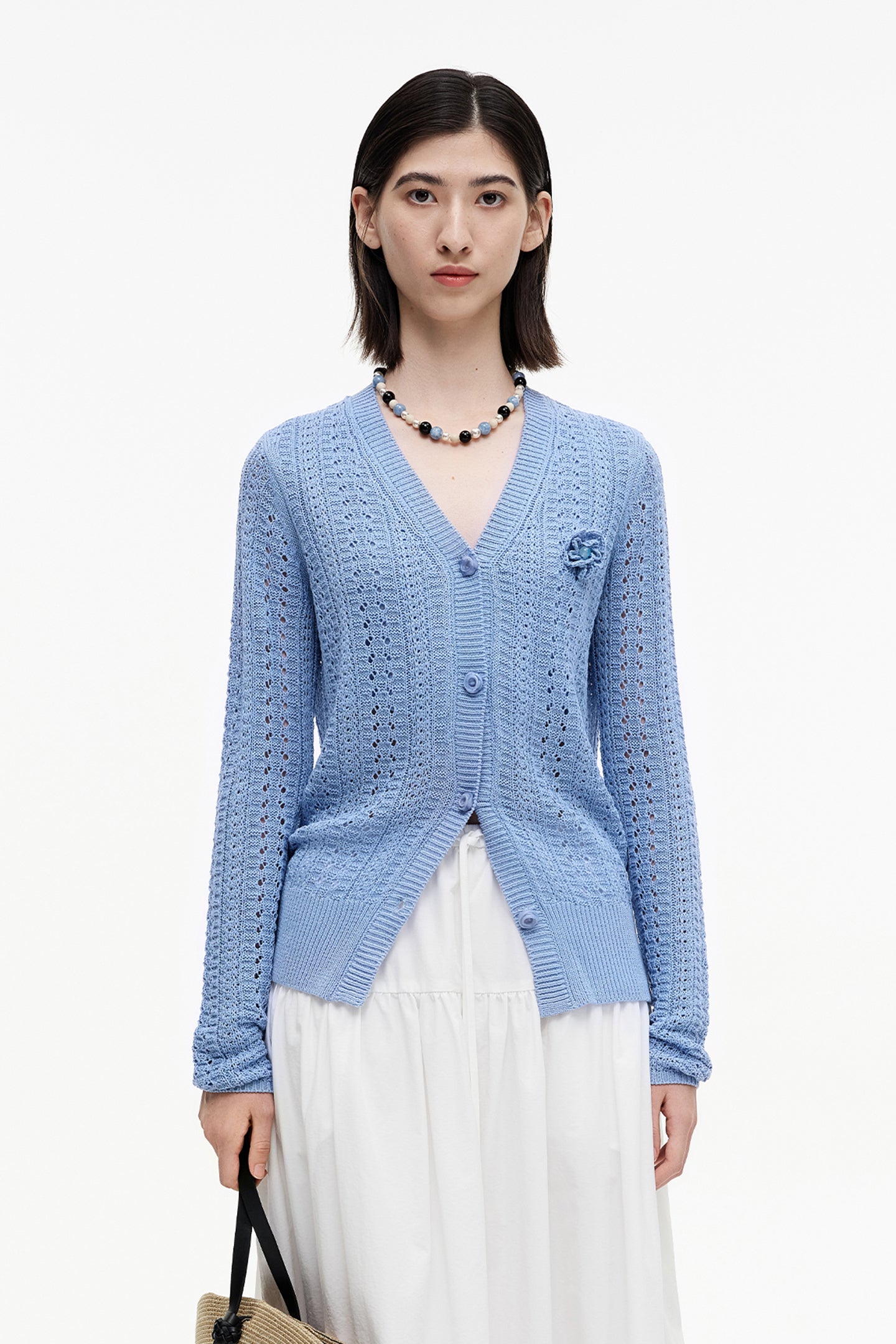 SELFWHO Meconopsis series flower brooch hollow shirt