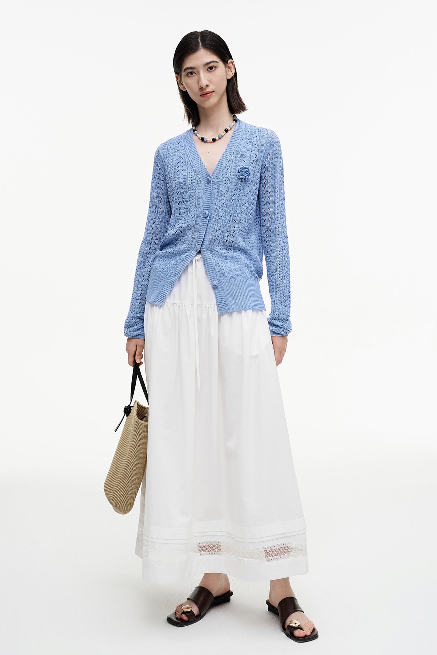 SELFWHO Meconopsis series flower brooch hollow shirt