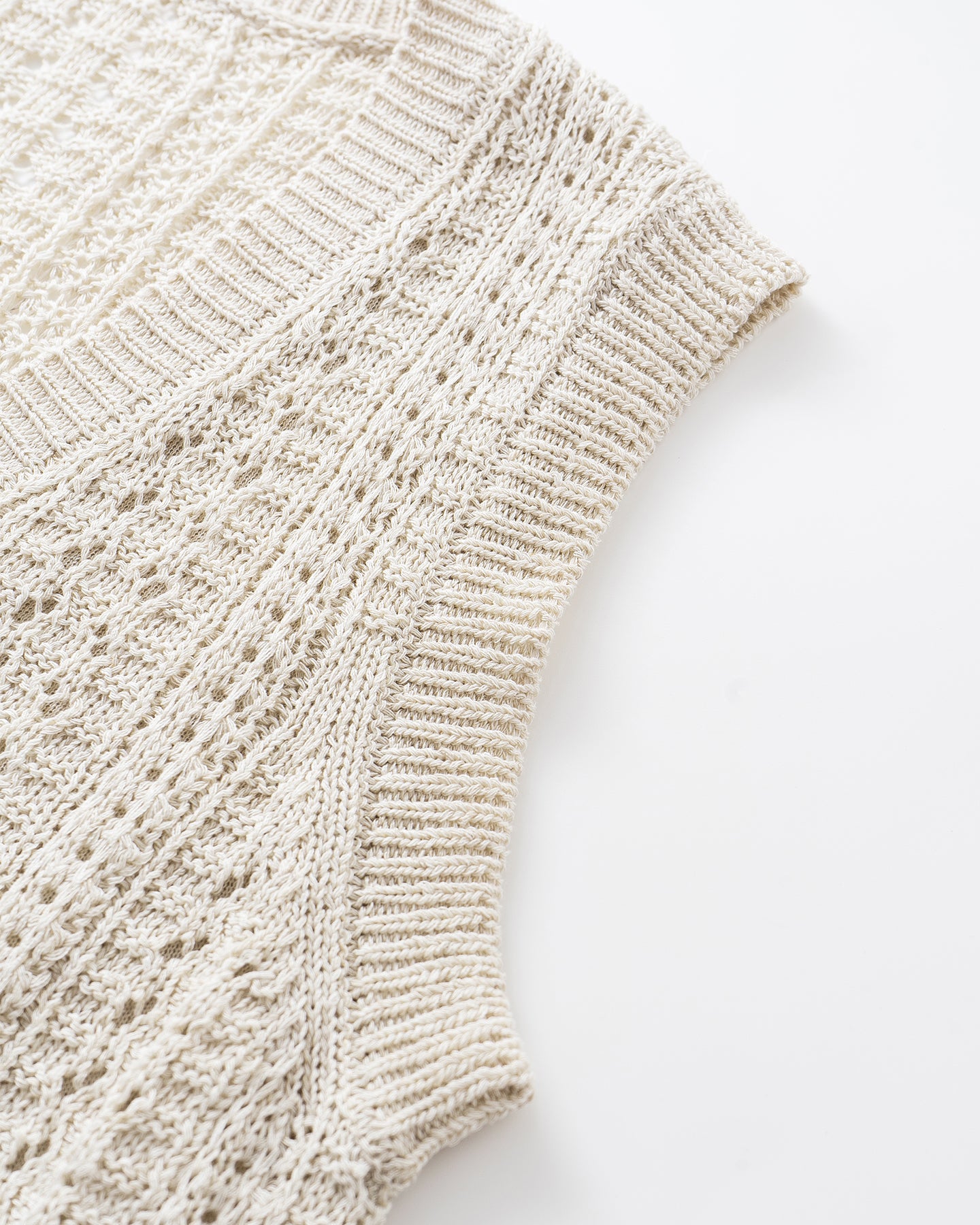 Selfwho Meconopsis series linen knitted hollow vest