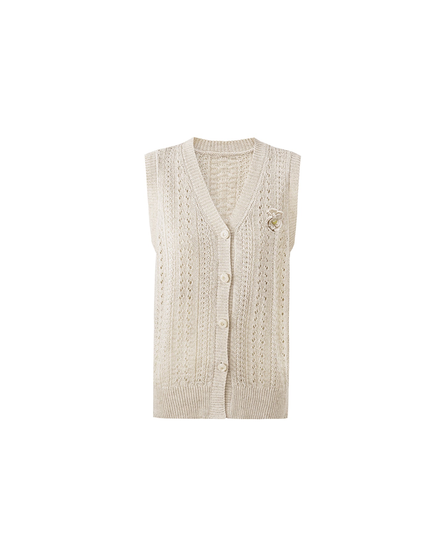 Selfwho Meconopsis series linen knitted hollow vest