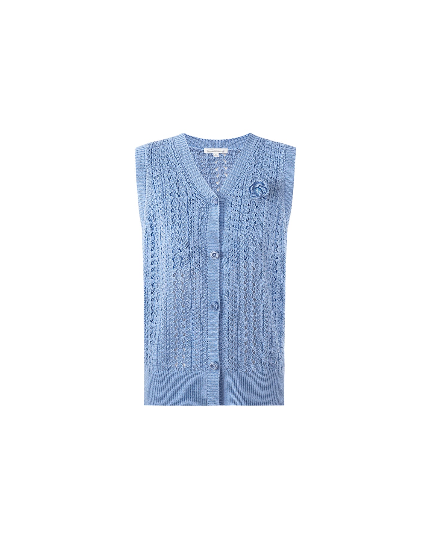 Selfwho Meconopsis series linen knitted hollow vest