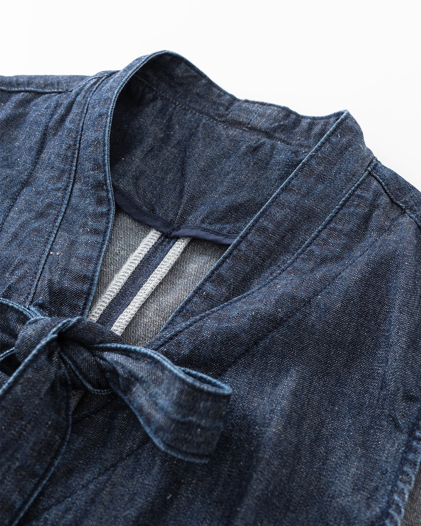 Cotton and linen blend raw cowboy style vest and denim skirt