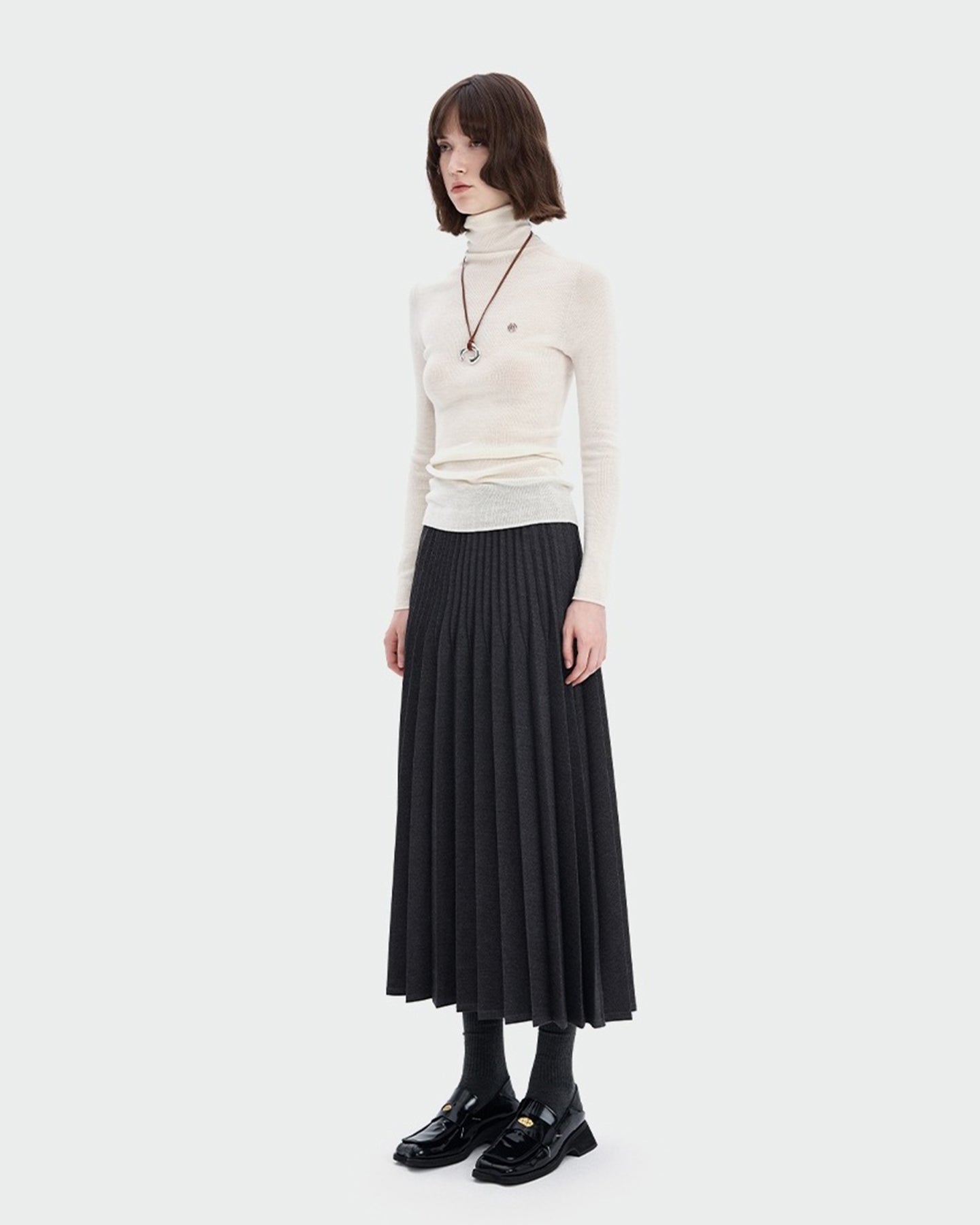 Heavy three-Dimensional Double Pleated Skirt