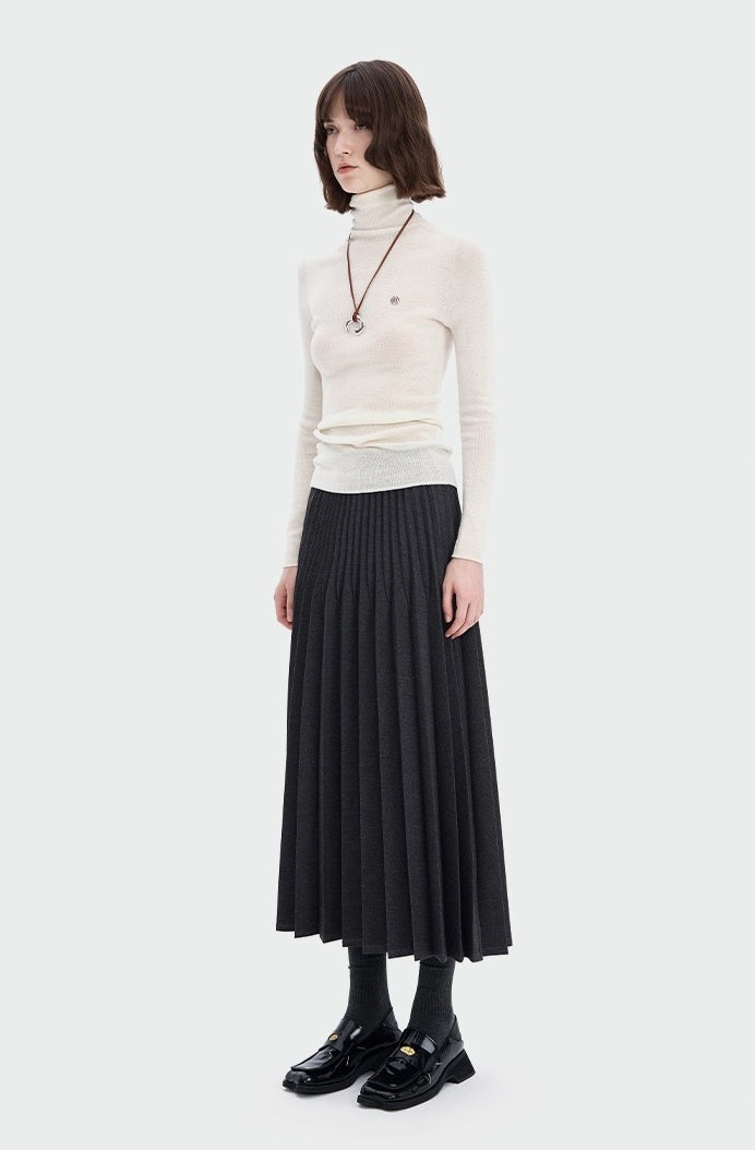 Heavy three-Dimensional Double Pleated Skirt