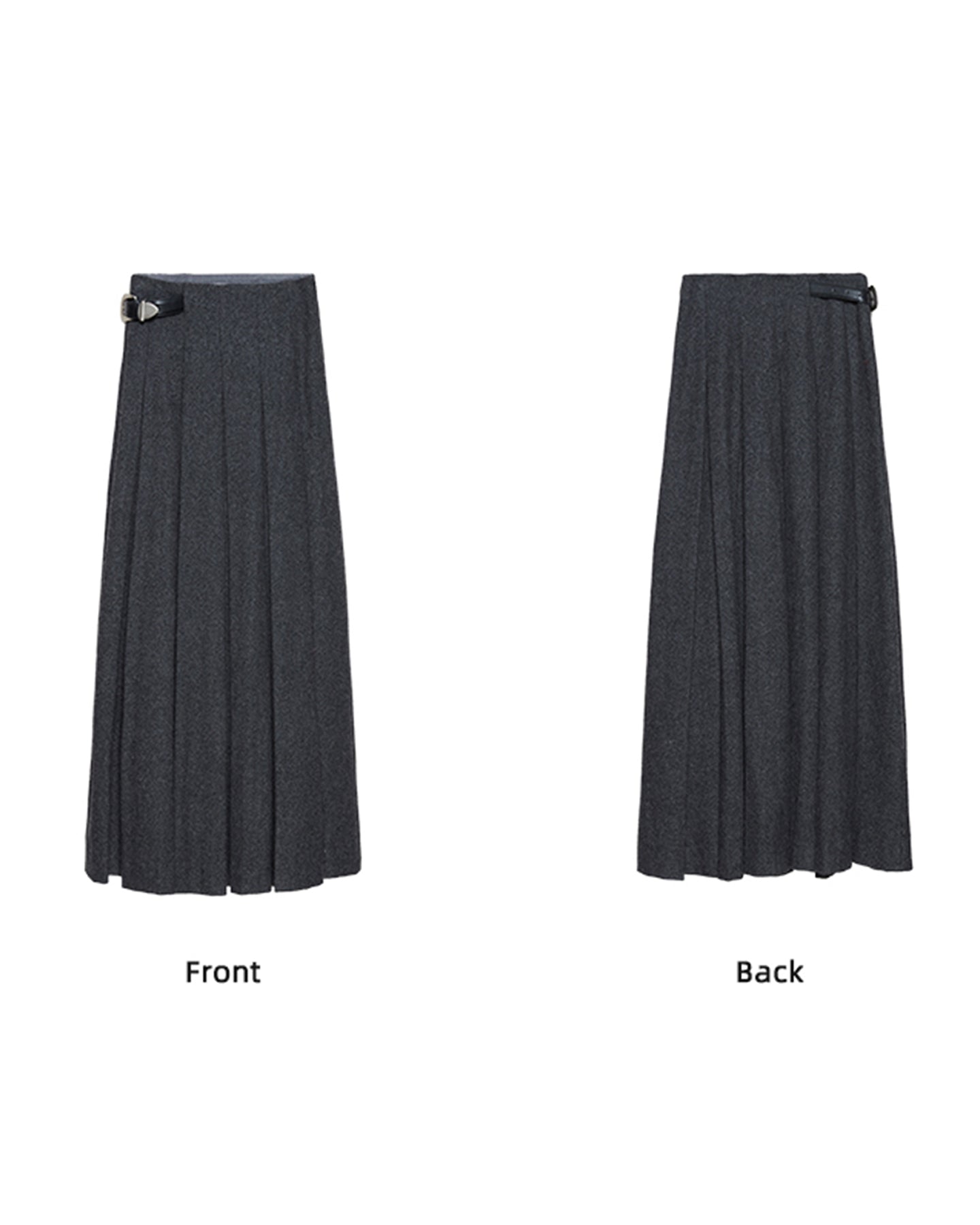 Wool Blend Gray Pleated Skirt