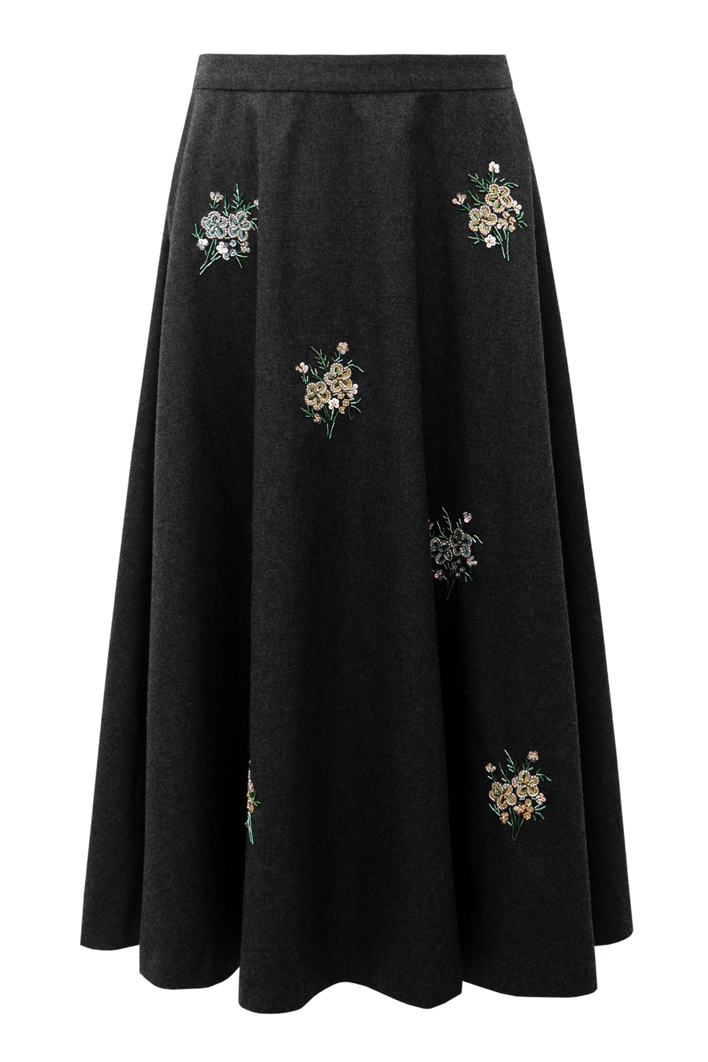 SELFWHO Wool-Blend Embroidered Skirt