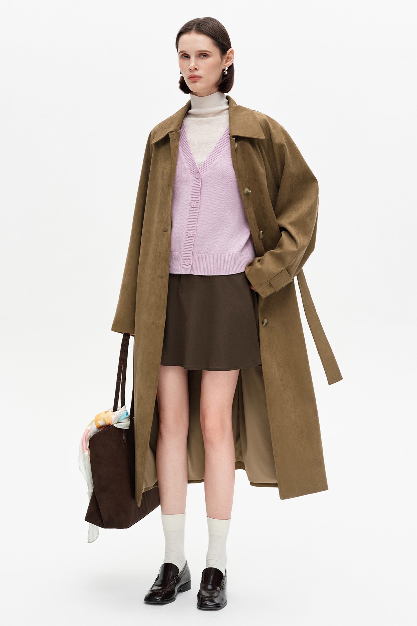 SELFWHO Vintage Suede A-line Skirt