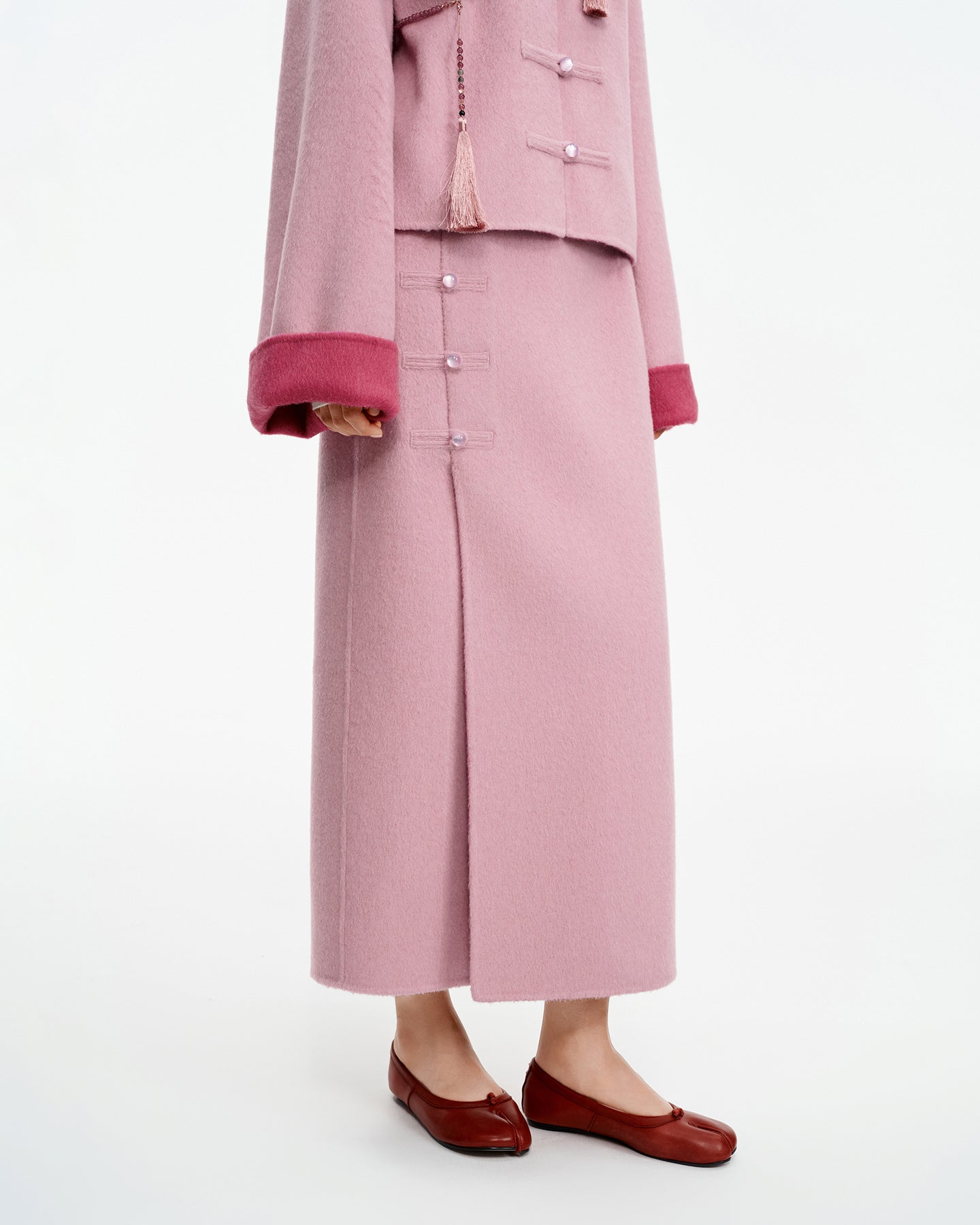 New Chinese-style light pink half-length skirt