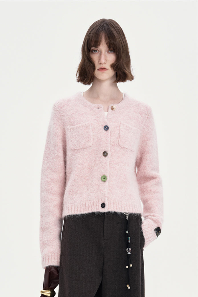 Alpaca Blend Cropped Cardigan Sweater