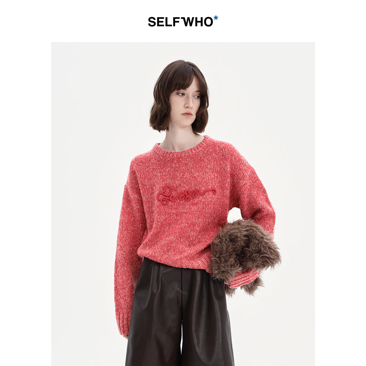 Wool Solid Color Crew Neck Sweater