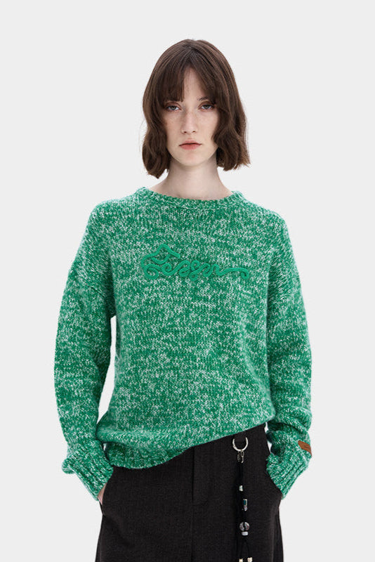 Wool Solid Color Crew Neck Sweater