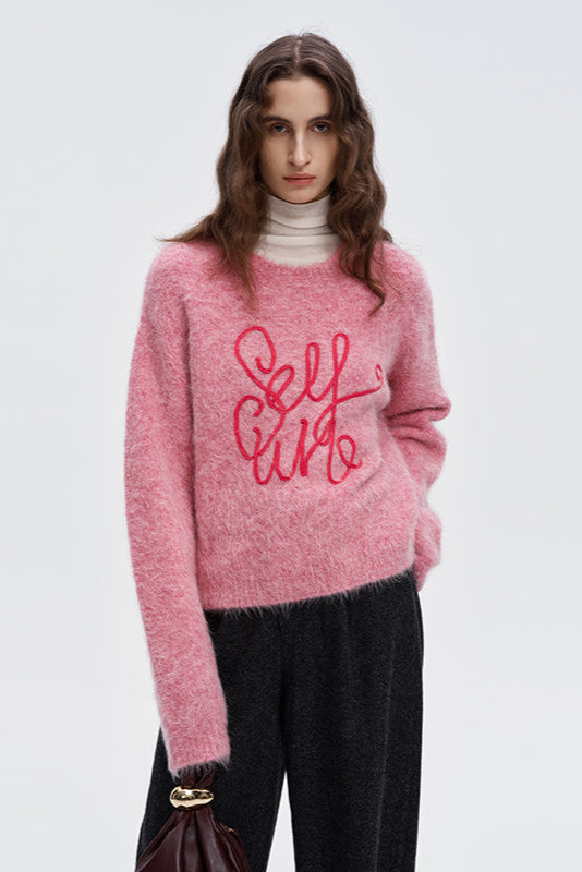 Pink Alpaca Blend Sweater Knit Top