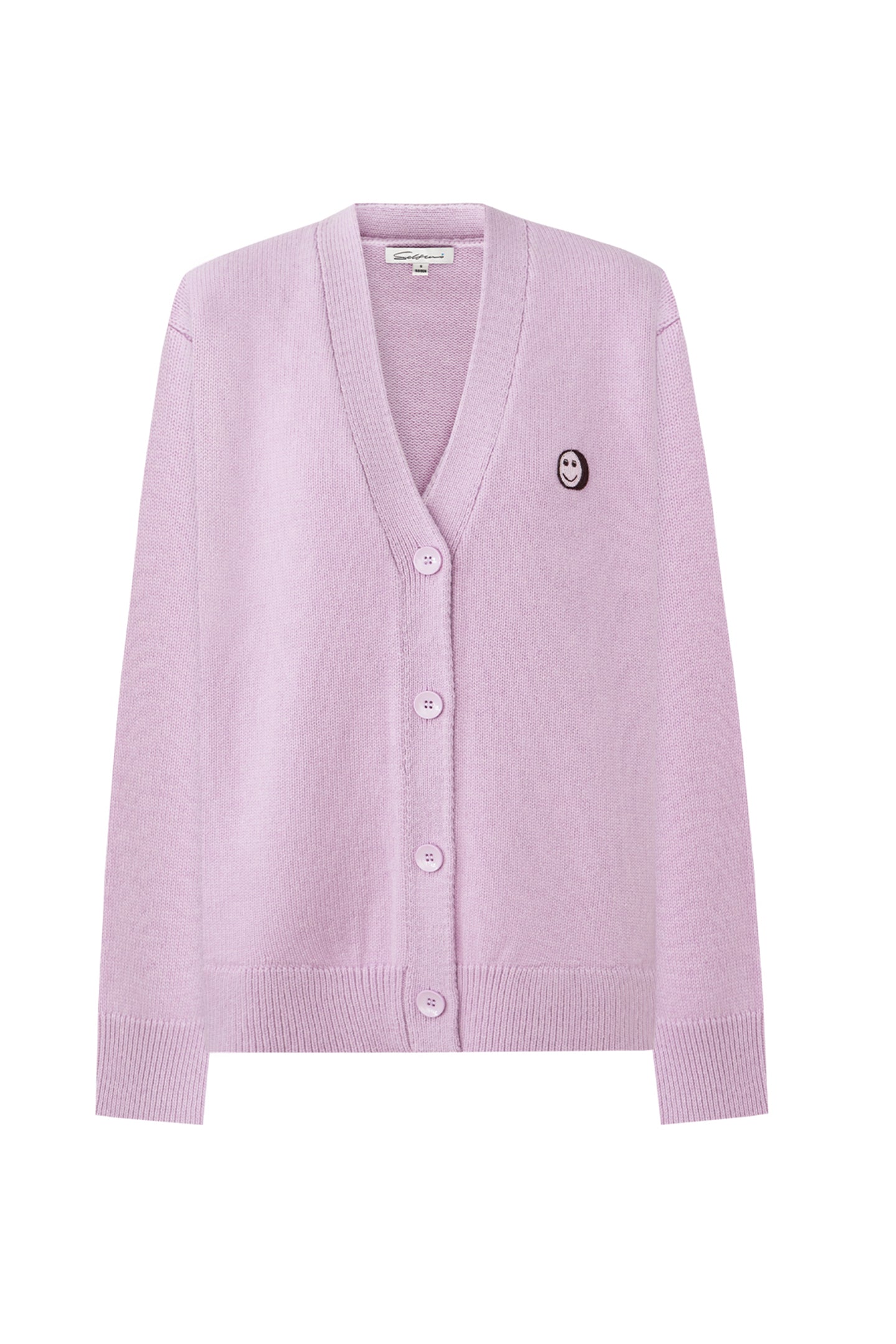 100% Wool Smiley Face Patch Knitted Cardigan