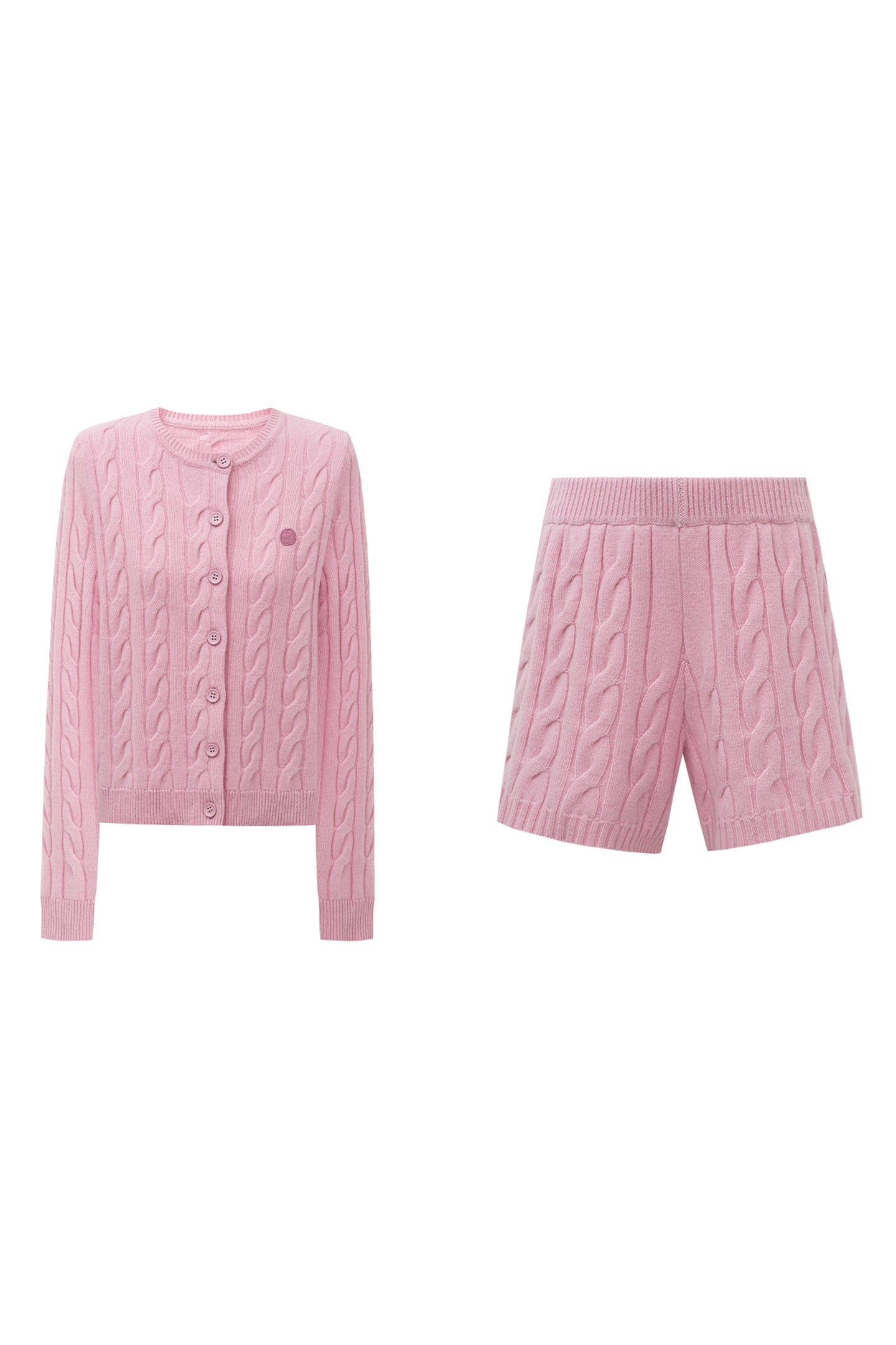 Selfwho 100% Wool Cable-Knit Sweater Set