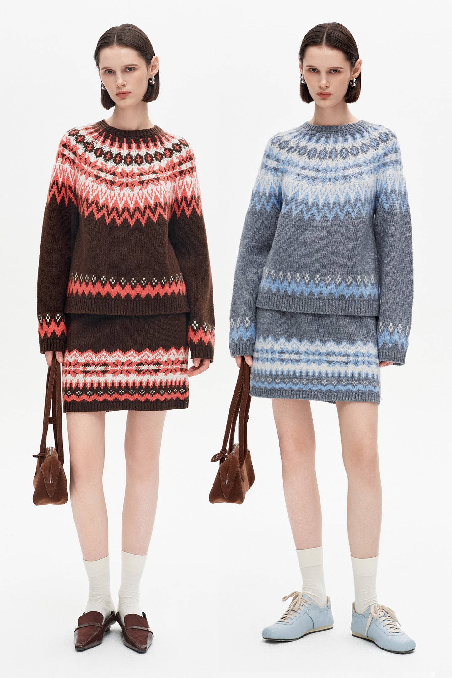 SELFWHO Wool Blend Fair Isle Sweater