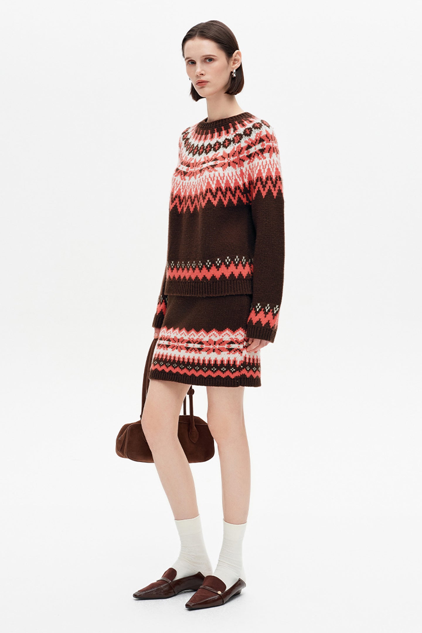 SELFWHO Wool Blend Fair Isle Sweater