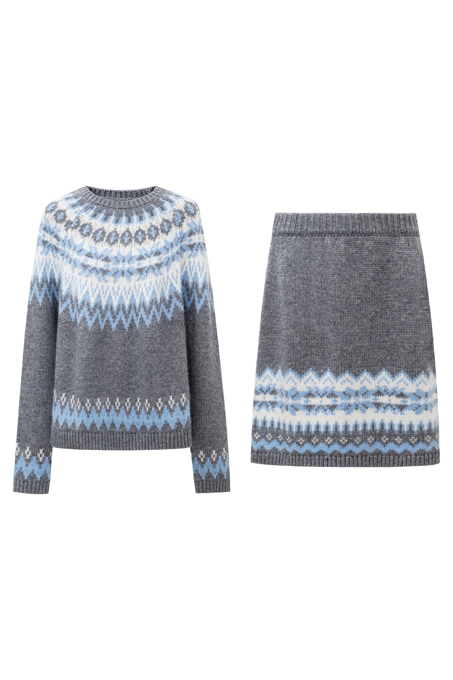 SELFWHO Wool Blend Fair Isle Sweater