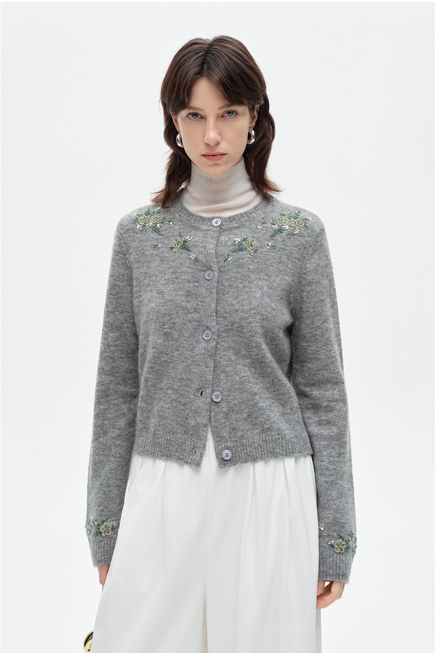 Wool And Mohair Blend Knitted Cardigan