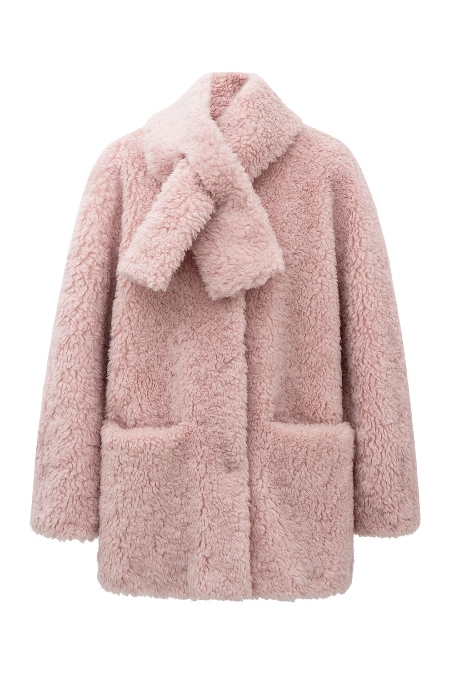 SELFWHO wool blend shearling coat