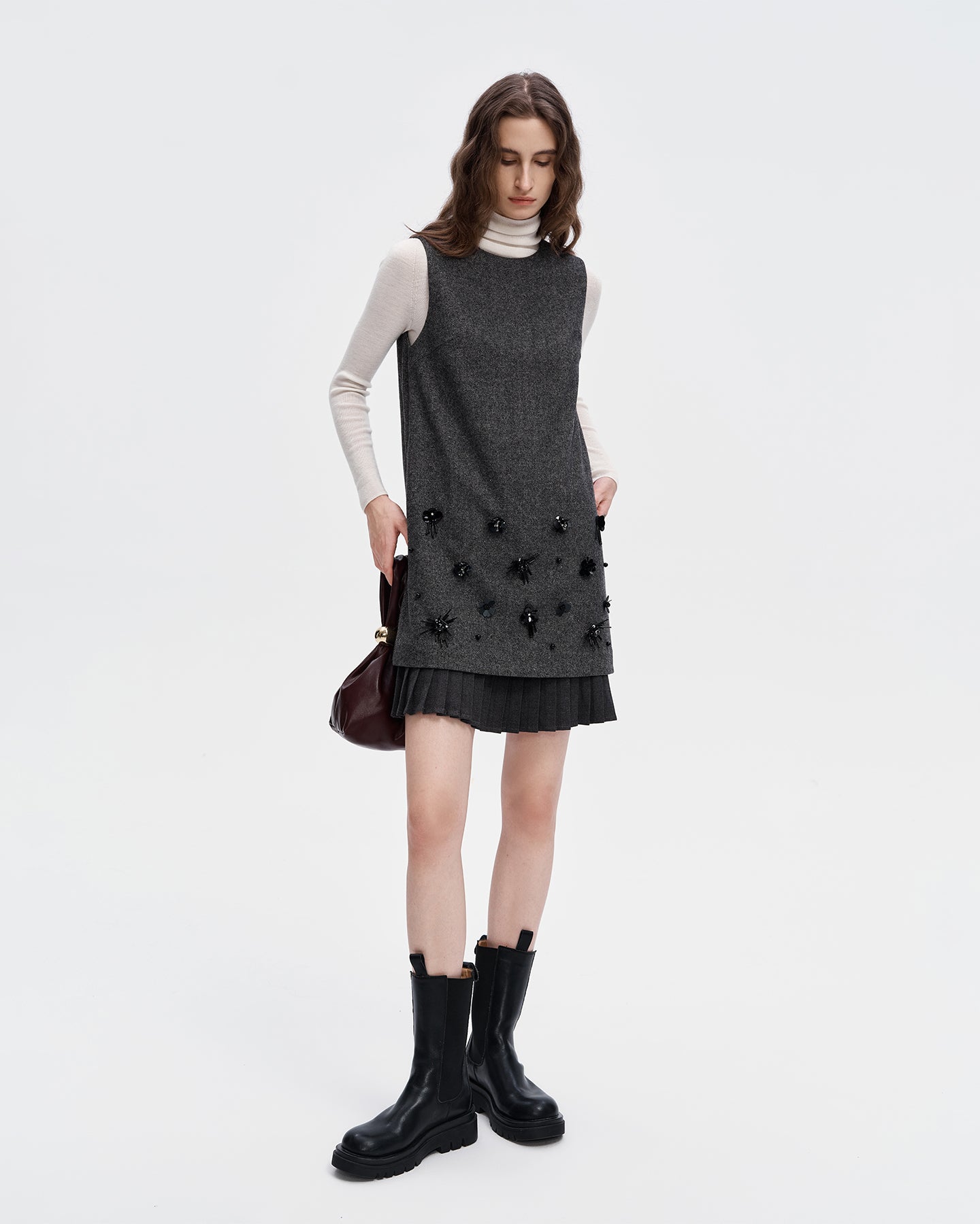 Grey Wool Blend Tank Dress
