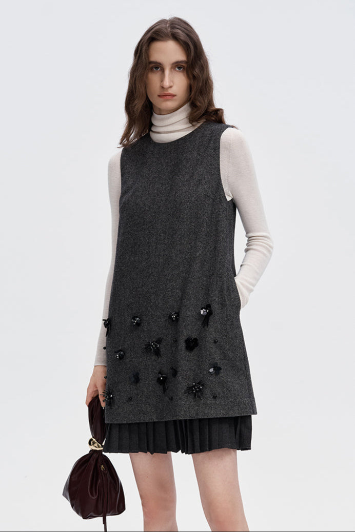 Grey Wool Blend Tank Dress