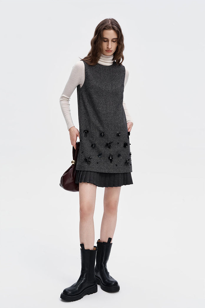 Grey Wool Blend Tank Dress