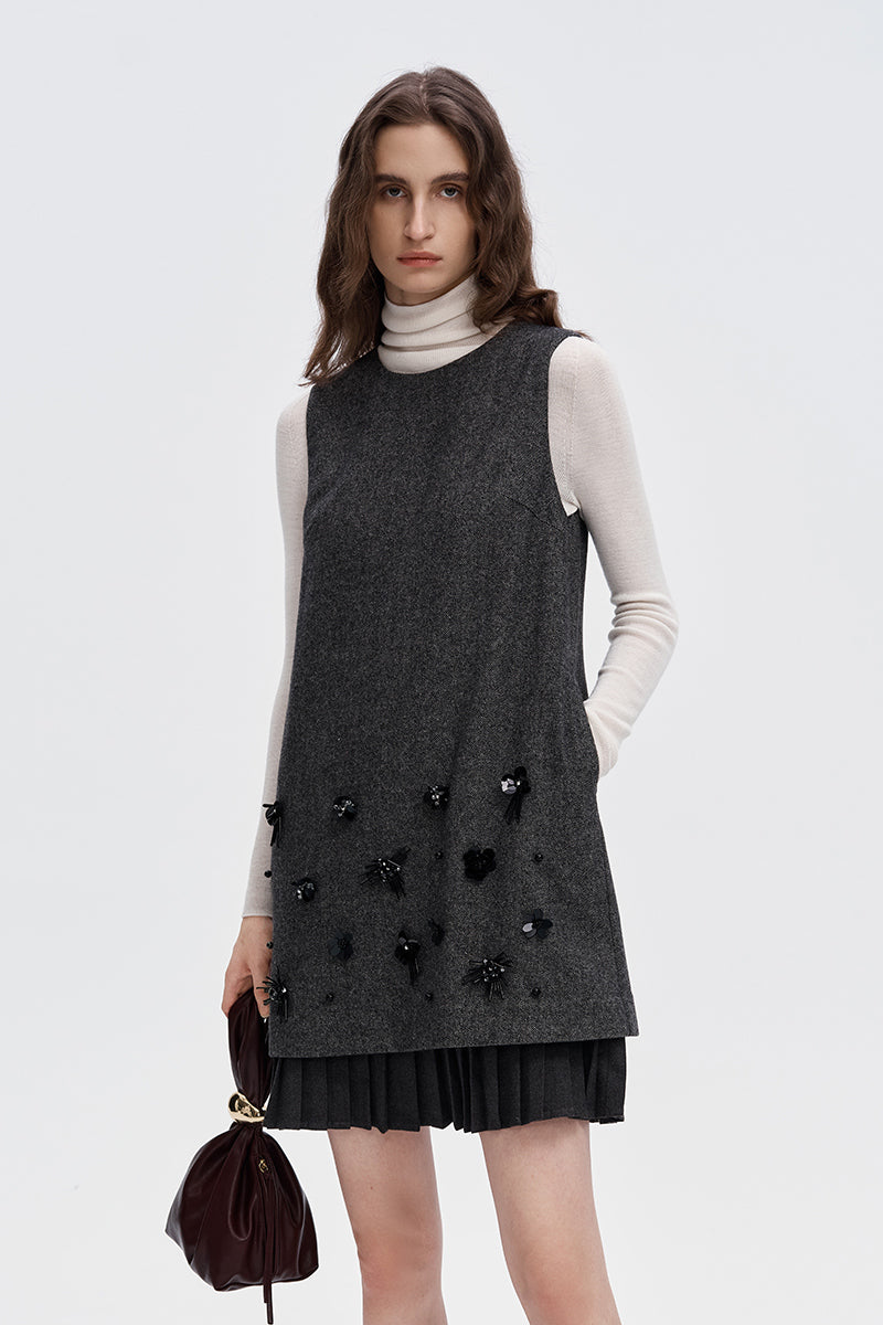 Grey Wool Blend Tank Dress