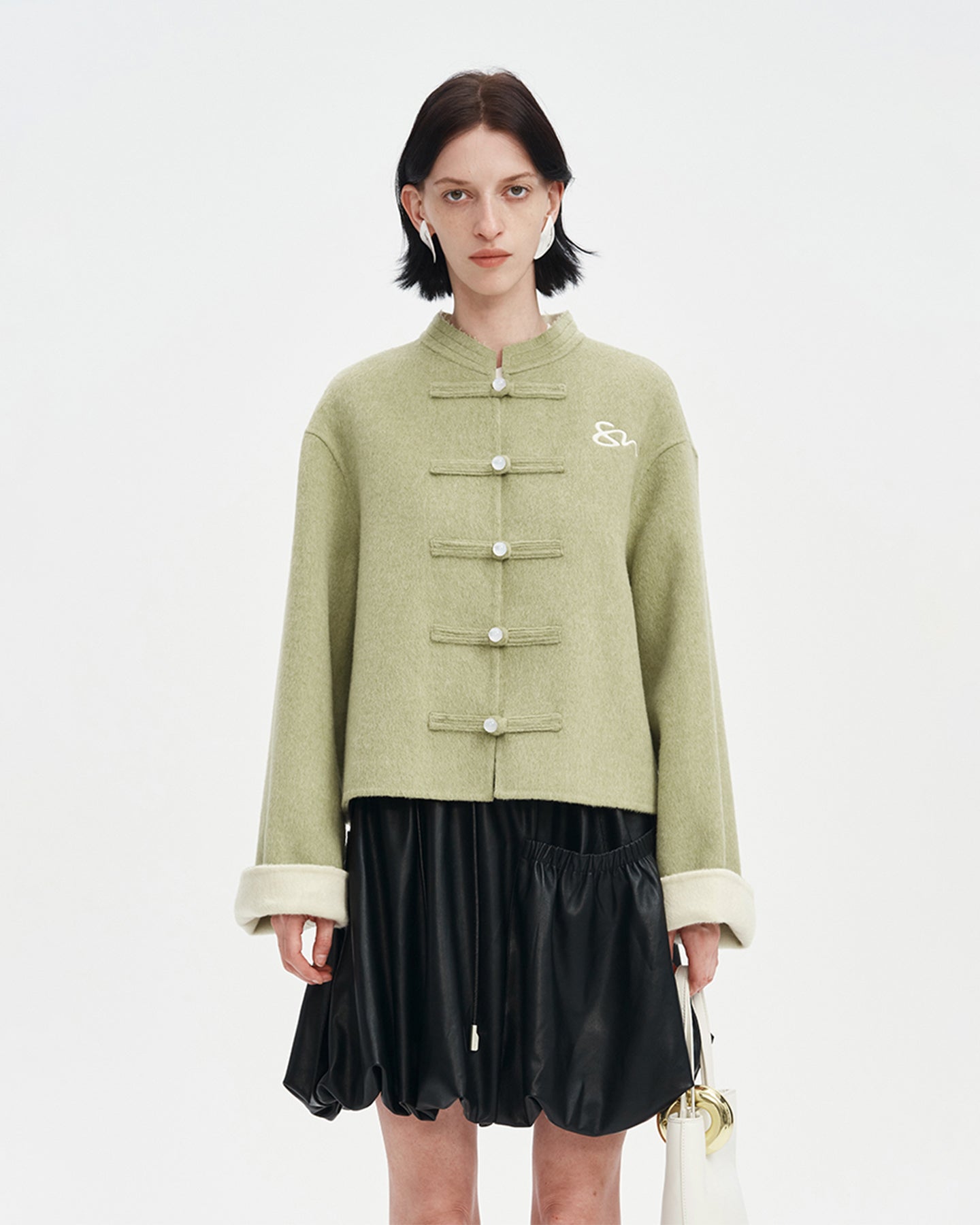Spring new tops Chinese ethnic style green coat jacket