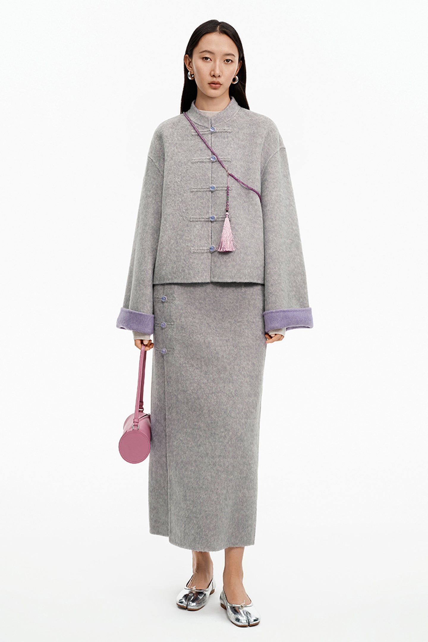 Pink wool Chinese style jacket spring wear