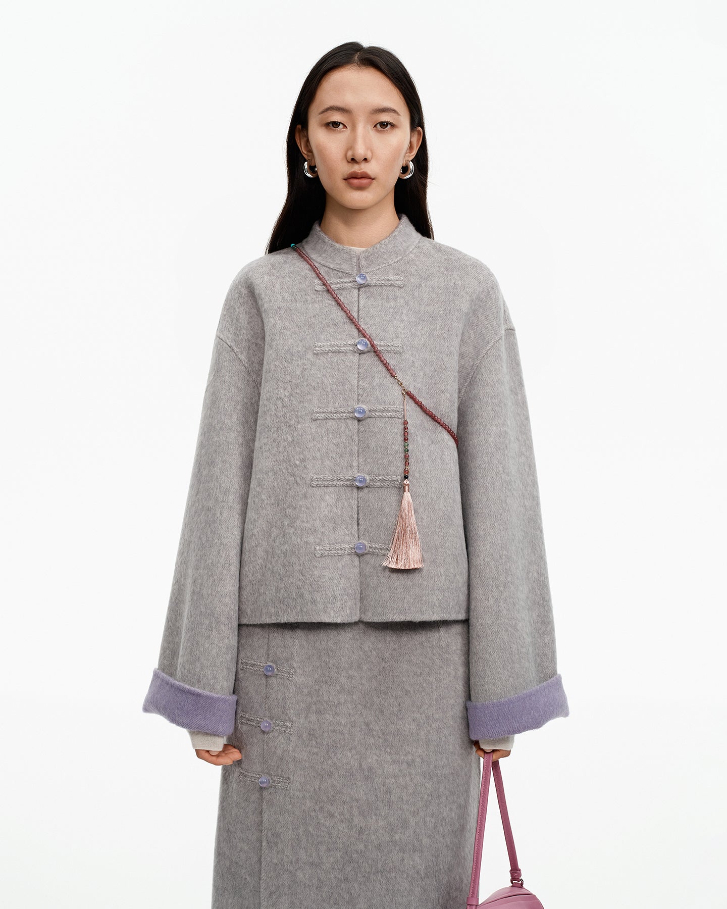 Pink wool Chinese style jacket spring wear