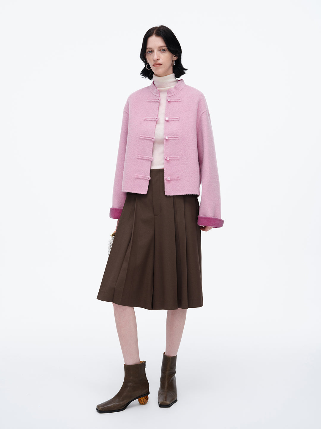 Pink wool Chinese style jacket spring wear