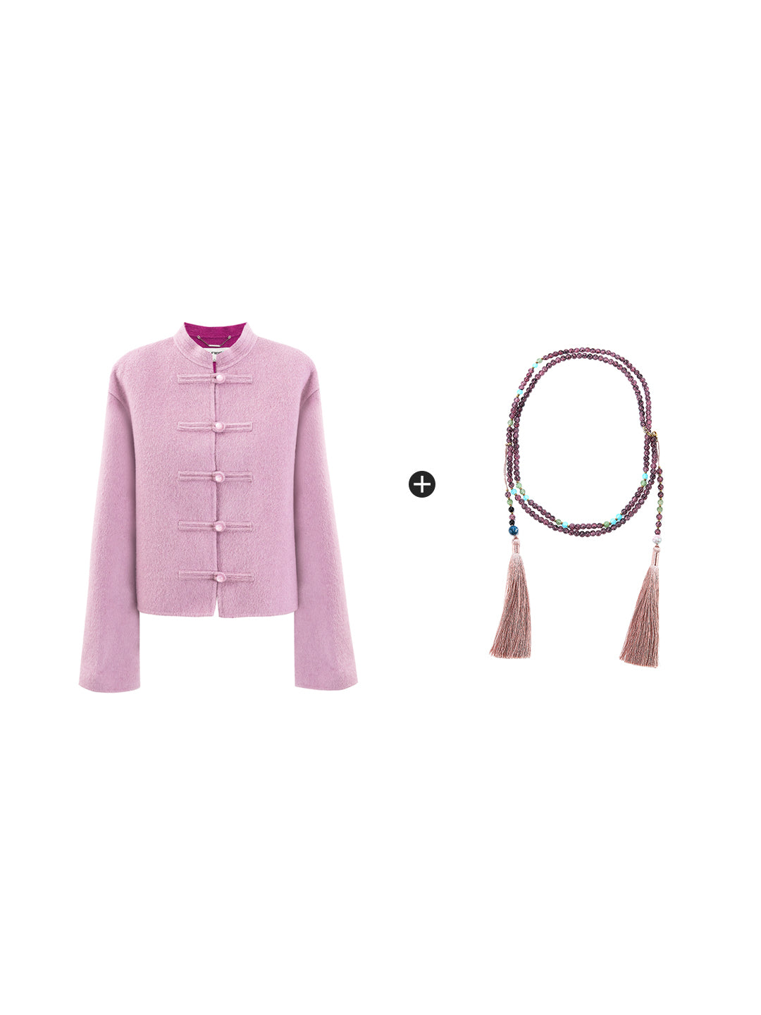 Pink wool Chinese style jacket spring wear
