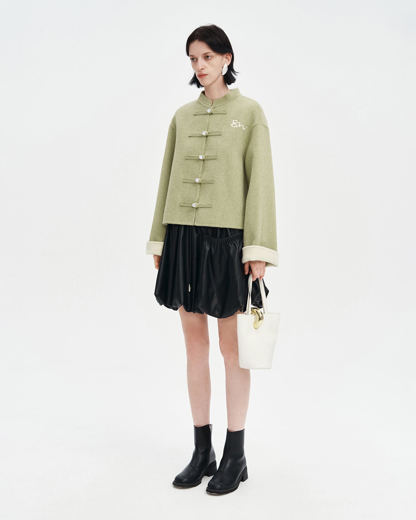 Pink wool Chinese style jacket spring wear