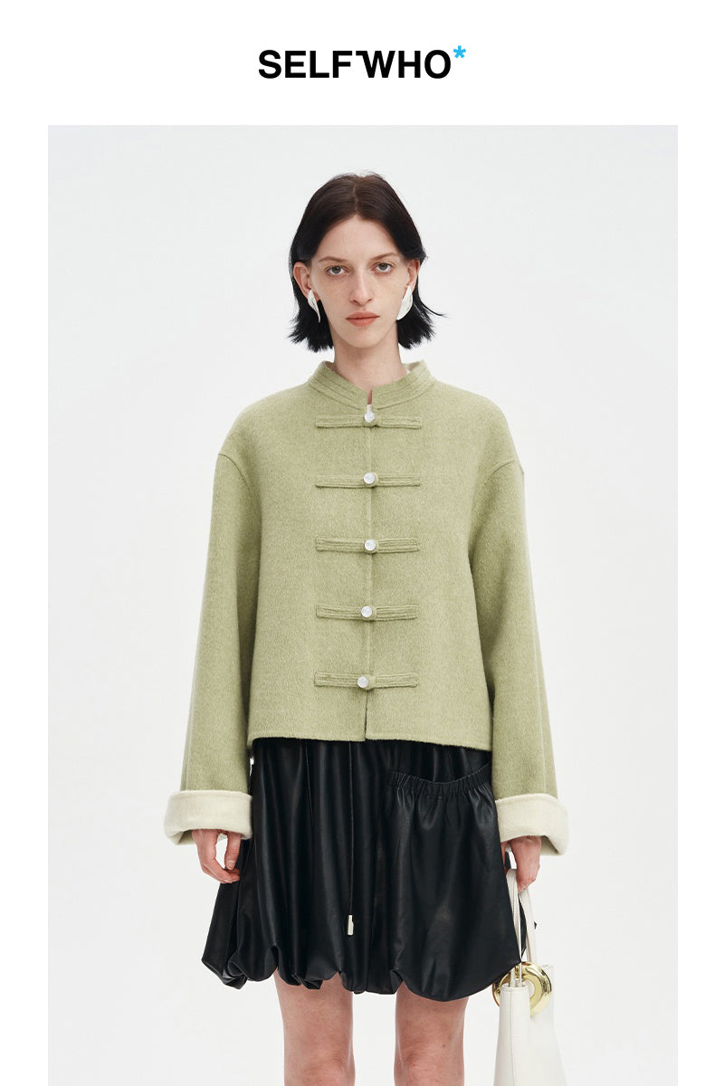 Pink wool Chinese style jacket spring wear