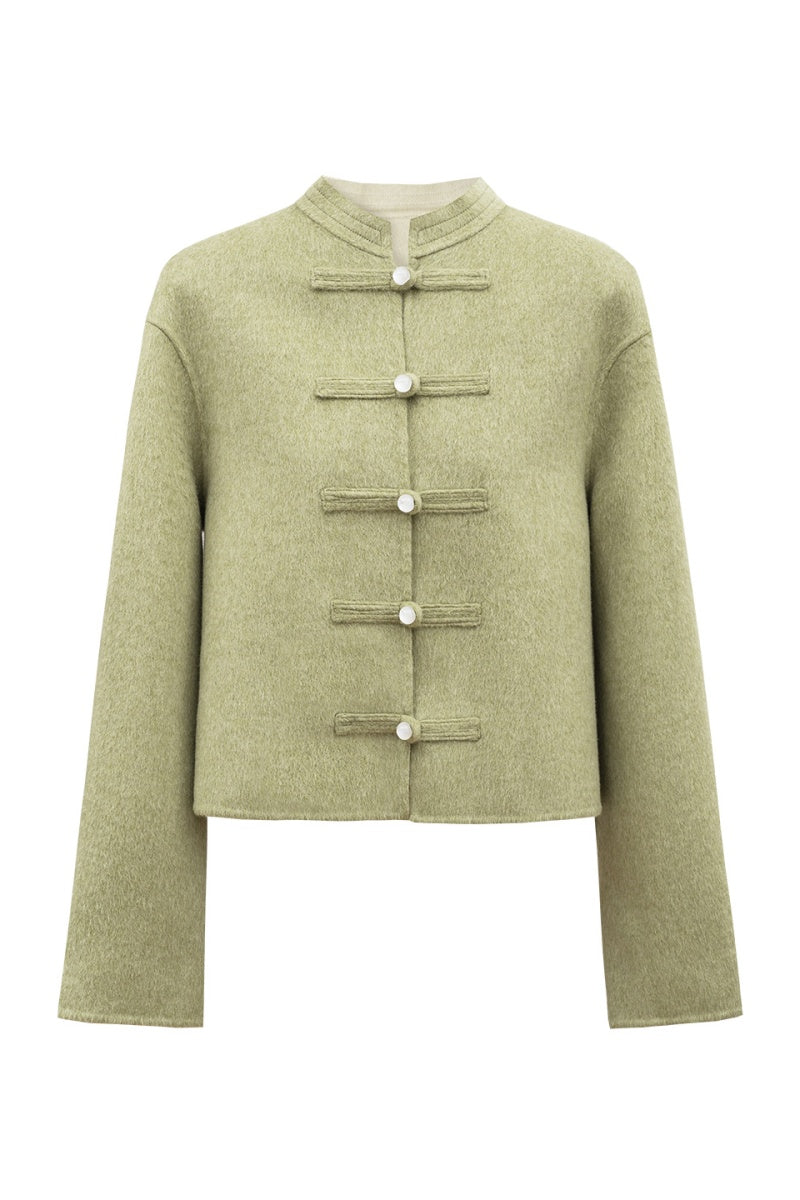 Spring new tops Chinese ethnic style green coat jacket