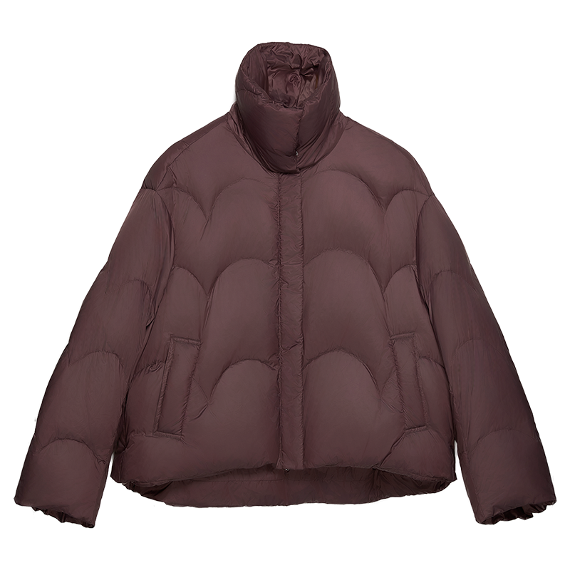 White duck down meniscus quilted down jacket warm fluffy coat