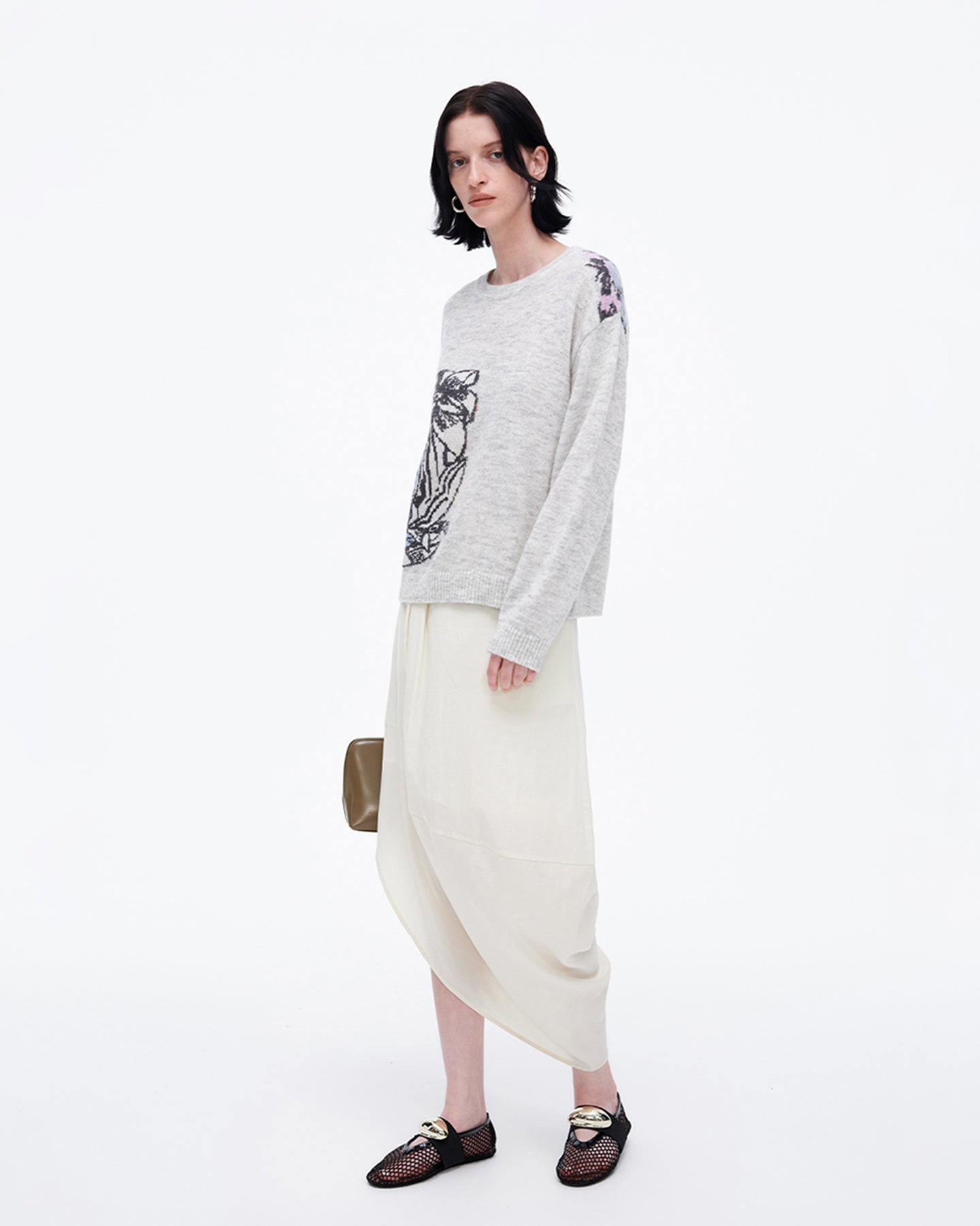 Lyocell Blend Asymmetric Bud Skirt