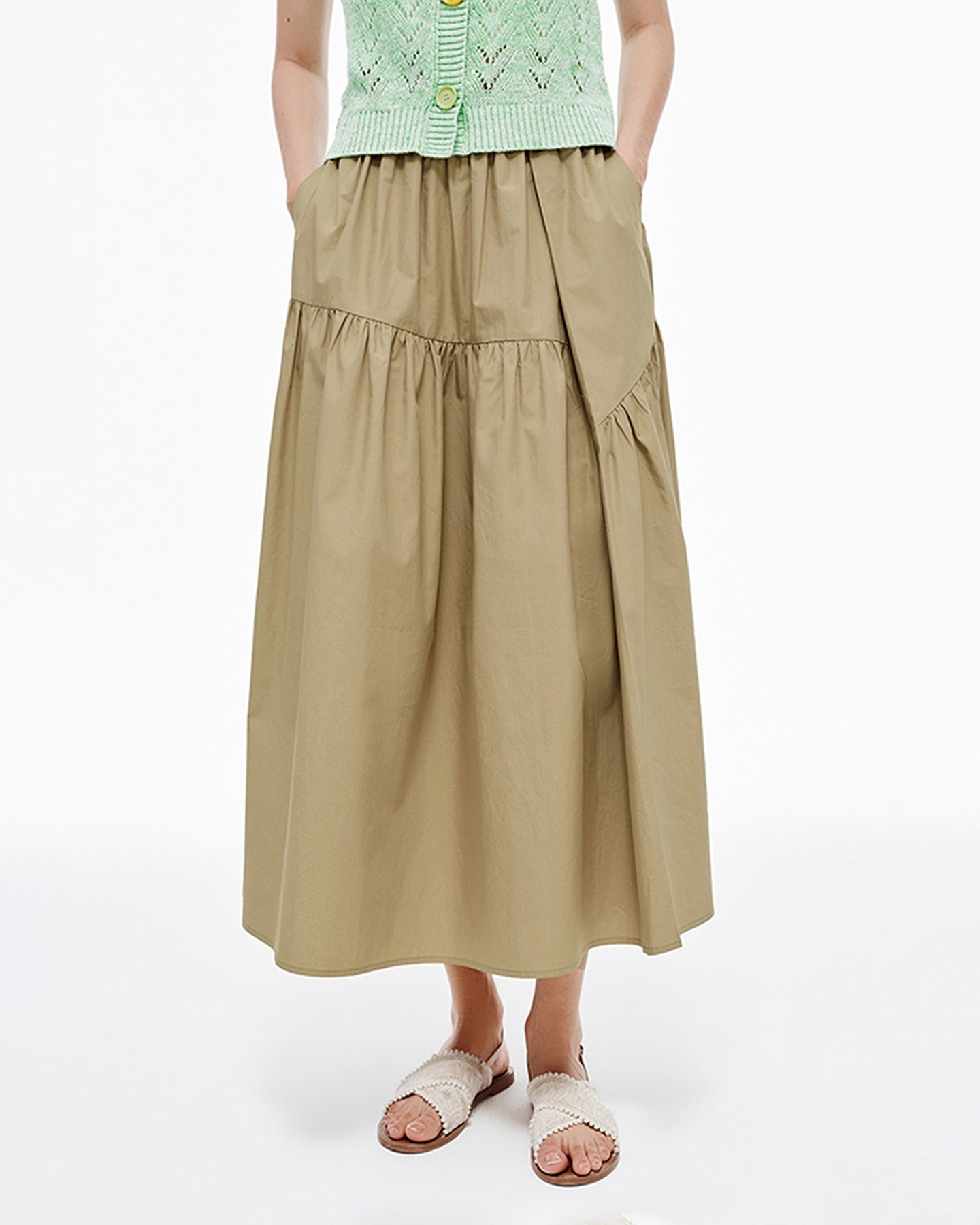 Casual Loose Cotton Khaki Skirt