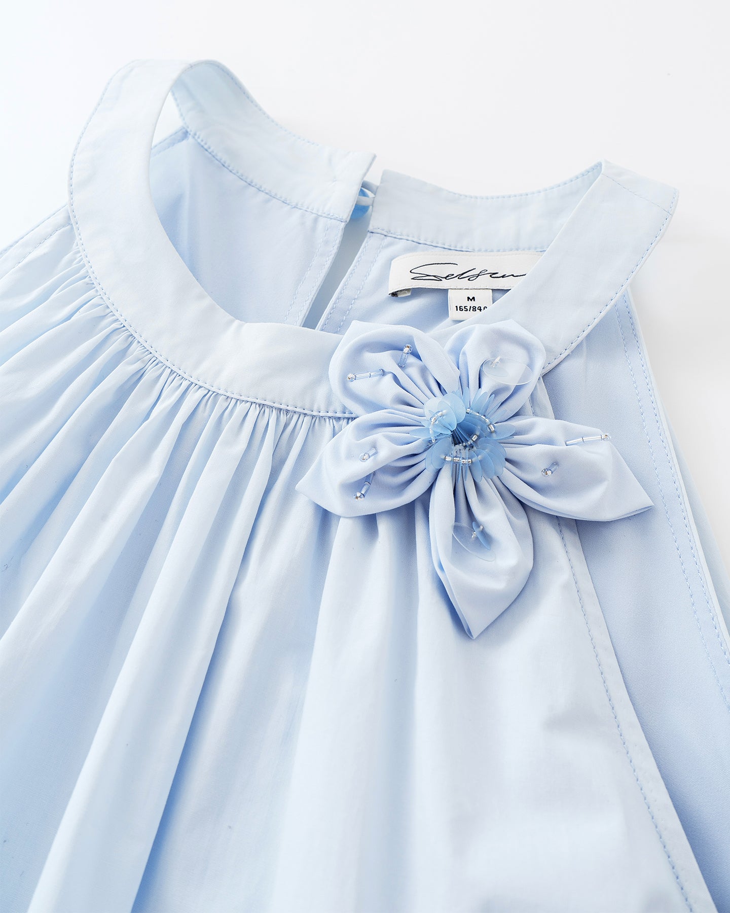 Pure Cotton Detachable Beaded Flower Vest, Skirt Set