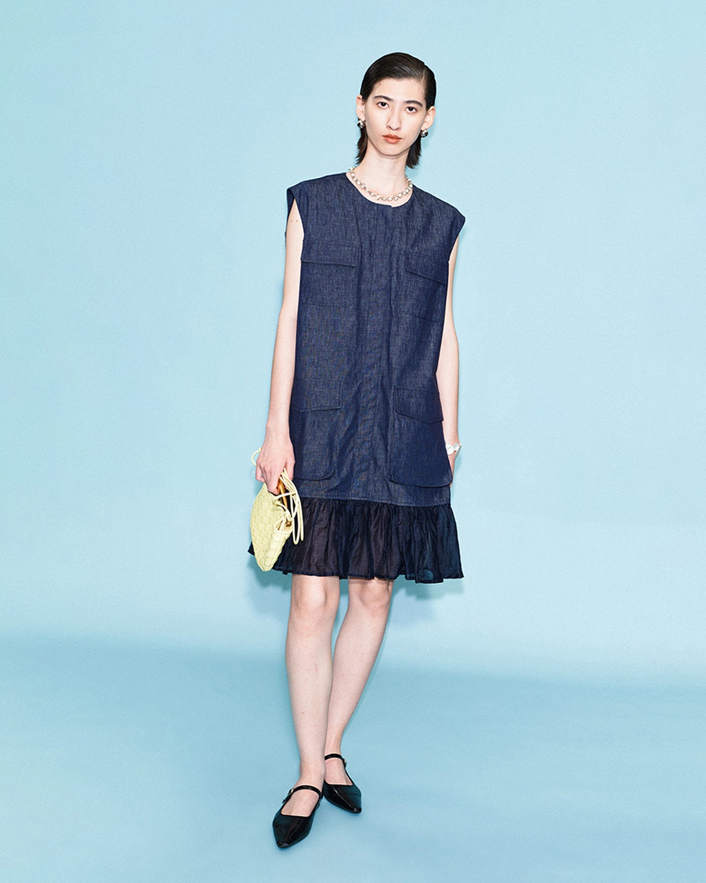Spliced Fishtail Pleated Skirt H-Type Dress