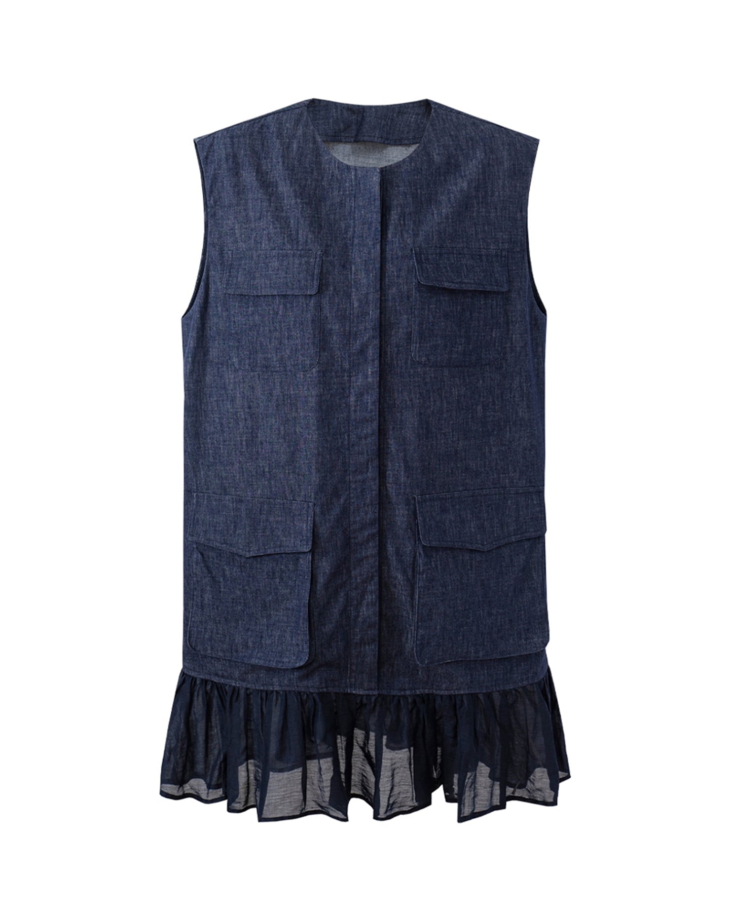 Spliced Fishtail Pleated Skirt H-Type Dress