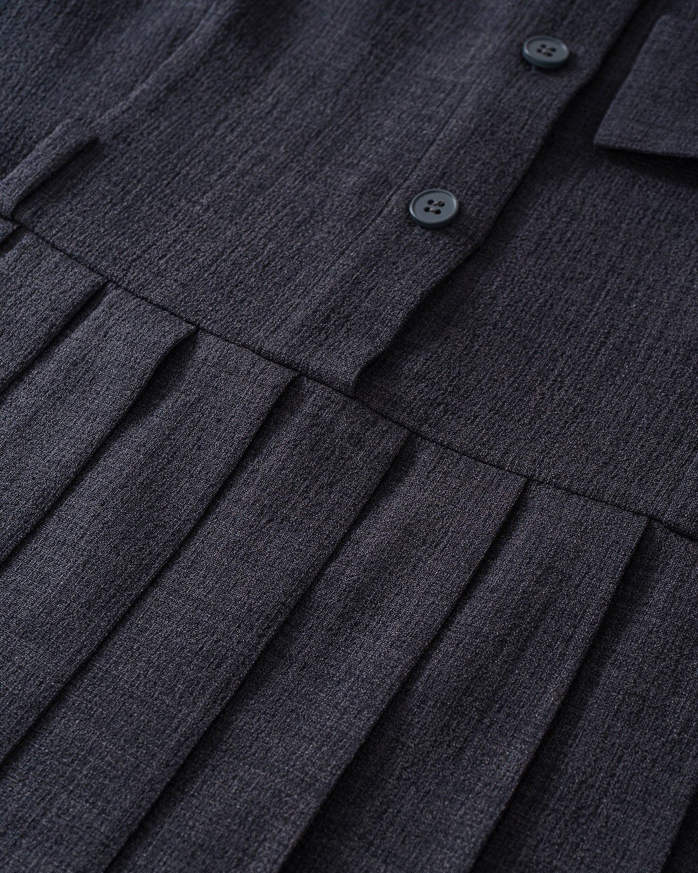 Faux Linen Dark Grey Floating Neck Dress