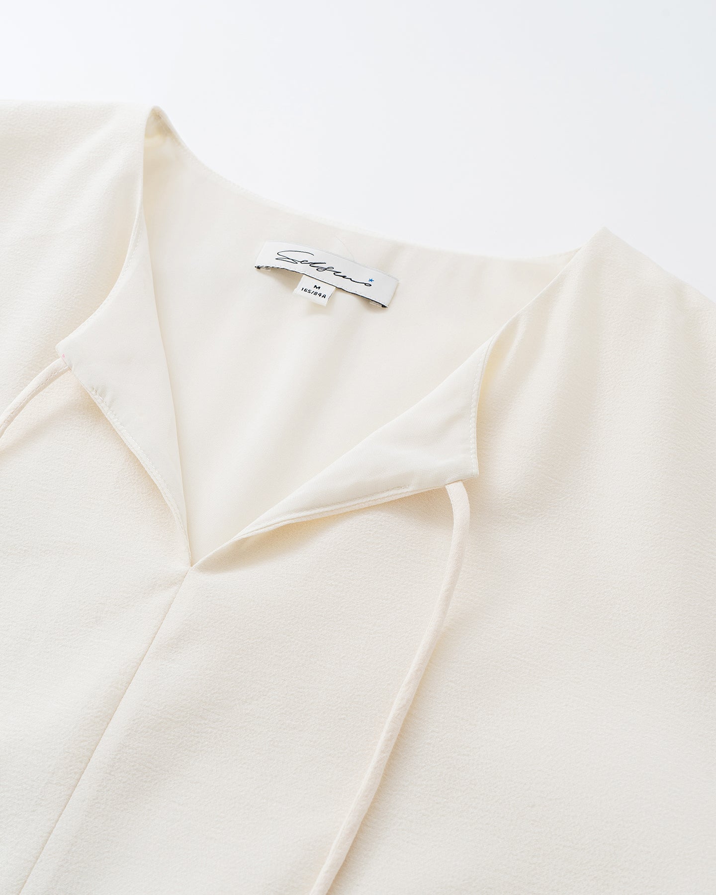 Acetate Blend French Puff Sleeve Ribbon Dress